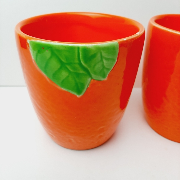 🍒 VINTAGE Japan Set of 3 Majolica Figural Orange Fruit Mugs Cups - Picture 4 of 13